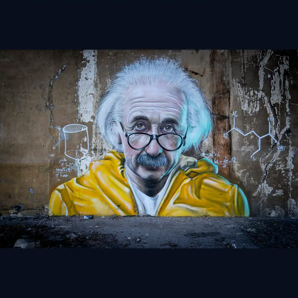 Einstein mural before the configured Pipeline